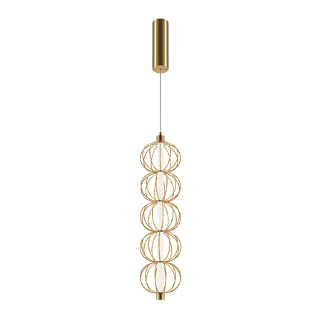 Złota pojedyńcza lampa wisząca LED 3000K z kulistych metalowych obręczy Golden Cage MOD216PL-L10G3K Maytoni
