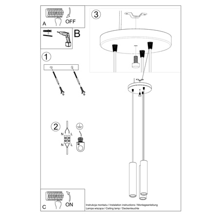 Lampa wisząca LINO 3P  drewno Sollux Lighting SL.1012