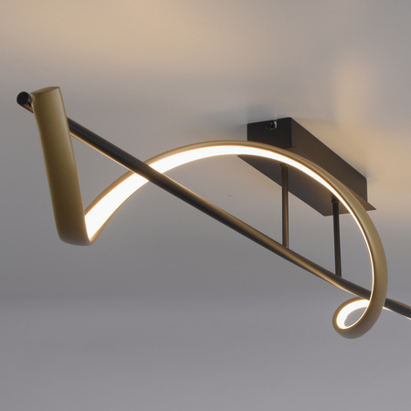 Pofalowana lampa sufitowa antracyt + mosiądż sterowana pilotem i smartfonem Q-SWING Paul Neuhaus 6385-13