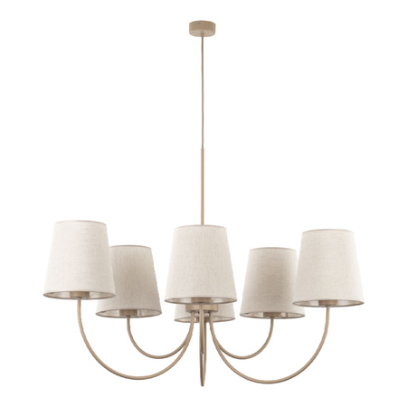Żyrandol wiszący o średnicy 85cm z abażurkami z lnu CANDI SABIA 6xE27 Tk Lighting 11072