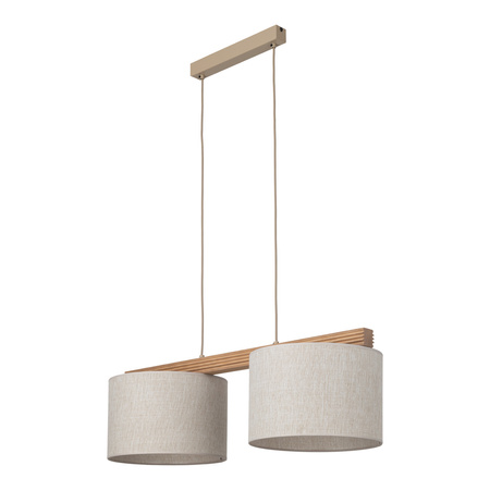 Lampa wisząca dwa abażurki na drewnianej belce VIGA SHADE SOSNA 2xE27 Tk Lighting 11881
