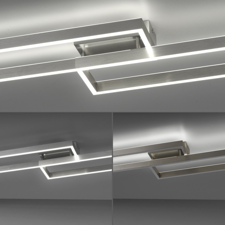 Srebrna lampa sufitowa dwie prostokątne ramki LED sterowane pilotem PAAN Paul Neuhaus 6231-55