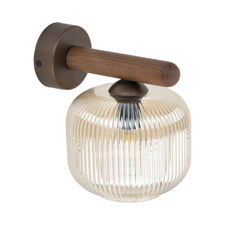 Kinkiet drewniany z koniakowym szklanym kloszem SALVIA BROWN 1xE14 Tk Lighting 11067