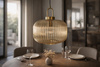 Lampa wisząca z miodowym kloszem i złotym detalem ARIA Kaja Lighting K-5895
