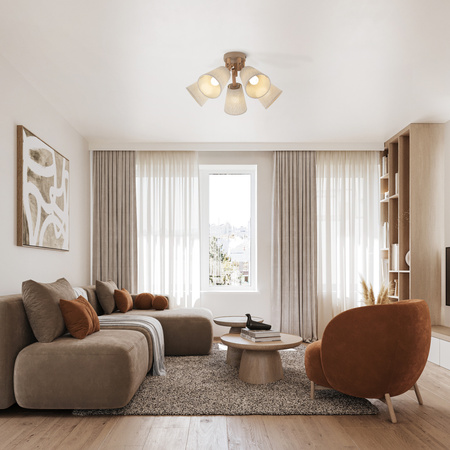 Lampa sufitowa pięć abażurków z lnu VAIO SABIA 5XE27 Tk Lighting 11606