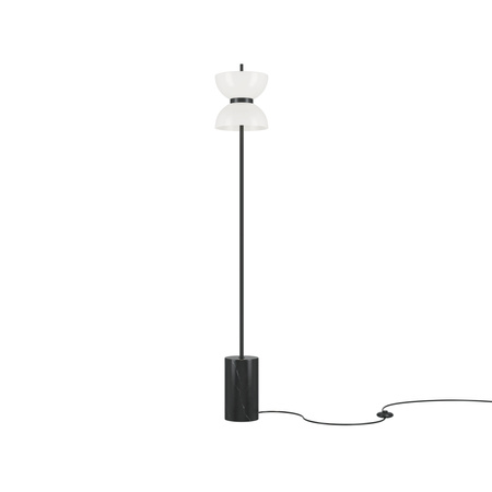 Czarna lampa podłogowa z podstawą z marmuru i szklanym kloszem LED 3000K Kyoto MOD178FL-L11B3K Maytoni