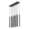 Lampa wisząca 10 metalowych cienkich karbowanych rurek na prostokatnej podstawie FERRO BLACK 10XG9 LISTWA 10xG9 Tk Lighting 11489