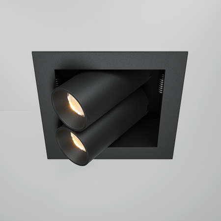 Czarna kwadratowa wpuszczana lampa z dwoma ruchomymi reflektorami LED 3000K Magnum DL094-02-7W3K-B Maytoni