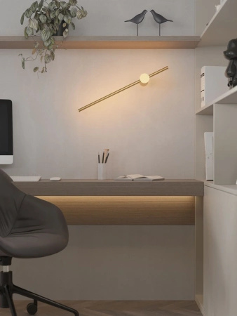 Złoty kinkiet podświetlający ściane podłużna rurka 90cm LED 3000K Maxlight W0416 Spirit