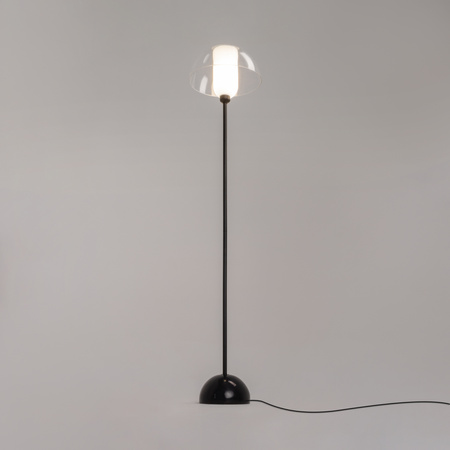 Czarna lampa podłogowa ze szklanym transparentnym kloszem Memory MOD177FL-01B Maytoni