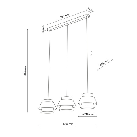 Potrójna lampa wisząca z abażurami z juty KALUM WOOD 3XE27 Tk Lighting 11810