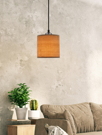 Legno lampa wisząca czarny 15 1x40w e27 abażur orzechowy Candellux 31-18311