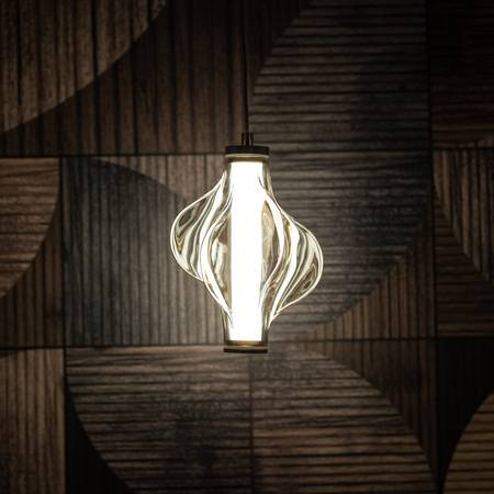 Lampa wisząca z ceikawym bursztynowym kloszem ELVA BRASS LED 3000K 8W Tk Lighting 18212