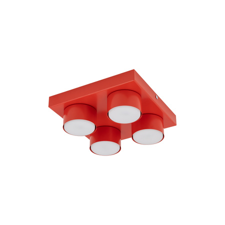 Kwadratowa czerwona lampa sufitowa BRIX RED 4XGX53 Tk Lighting 11293
