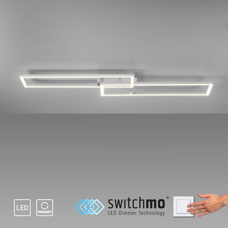 Lampa sufitowa srebrne dwie ramki LED prostokątne z funkcją ściemniania SwitchMo IVEN Just Light 14691-55