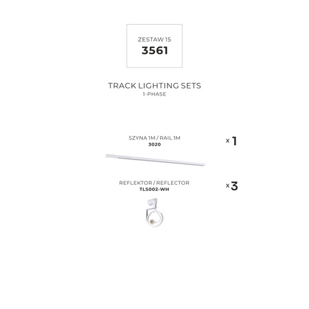Biały ZESTAW SZYNOPRZEWODU z trzema okragłymi reflektorami GU10/ES111 Zuma Line 3561