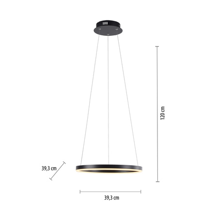 Lampa wisząca antracytowy okrąg 39cm RITUS Just LIght LED 3000K z funkcją ściemniania SwitchMo 15393-13
