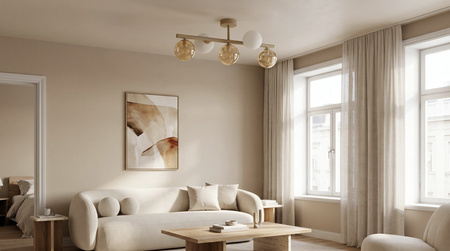 Beżowa lampa sufitowa z kloszami - kulami LEMO Kaja Lighting K-5858