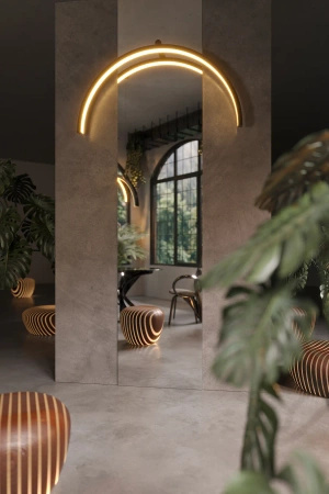 KINKIET TRIO LED 3000K 60cm ARC BRUSHED GOLD IP44 MAXLIGHT W0336 