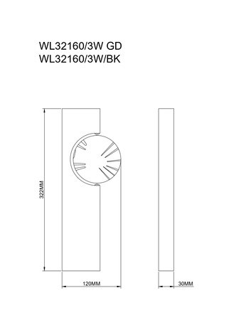 Kinkiet FLUX LED Zuma Line WL32160/3W/GD