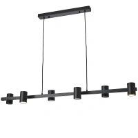 Lampa wisząca 6 czarnych tub na poziomej belce Noe Long 6xGU10 PL0111-BK Yaskr