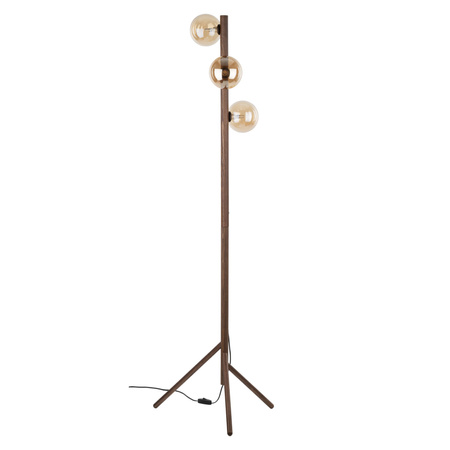 Drewniana lampa podłogowa ze szklanymi kloszami 3xG9 ESTERA WOOD ORZECH BURSZTYN Tk Lighting 16151