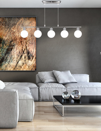 Oden lampa wisząca chromowy 5x40w g9 klosz biały Candellux 35-03270