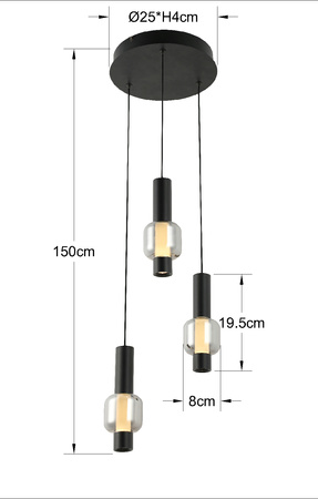 Lampa wisząca trójka RONDA Aviano Lighting 6224-0310