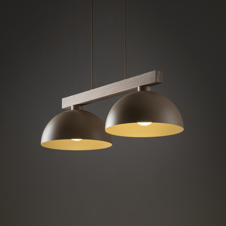 Lampa wisząca dwa metalowe klosze na drewnianej belce OSLO SABIA 2xE27 Tk Lighting 11011
