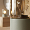 Szałwiowa lampka stołowa z bursztynowym szkłem VERA Kaja Lighting K-5984