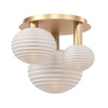 Złota lampa sufitowa z trzema karbowanymi biały kloszami Reels MOD268CL-03G Maytoni