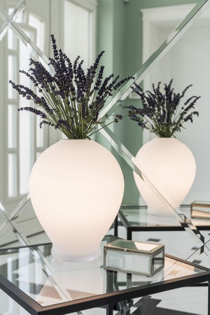 Szklana biała lampa stołowa z funkcją wazonu AMARYLIS Argon 4095