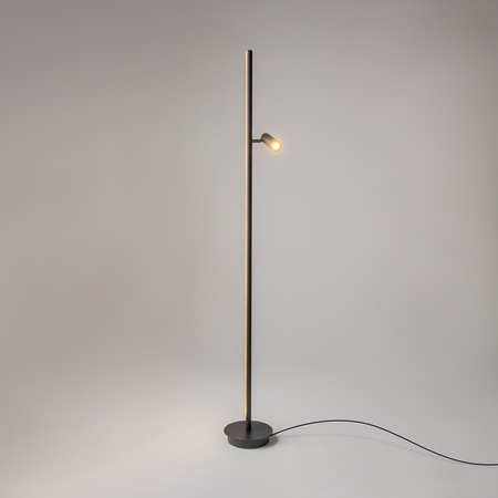 Czarna prosta lampa podłogowa LED 3000K z reflektorem Thin MOD395FL-L28B3K Maytoni
