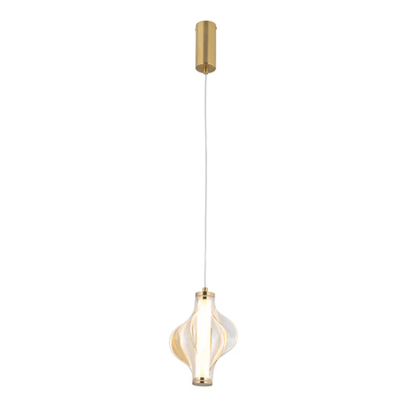 Lampa wisząca z ceikawym bursztynowym kloszem ELVA BRASS LED 3000K 8W Tk Lighting 18212