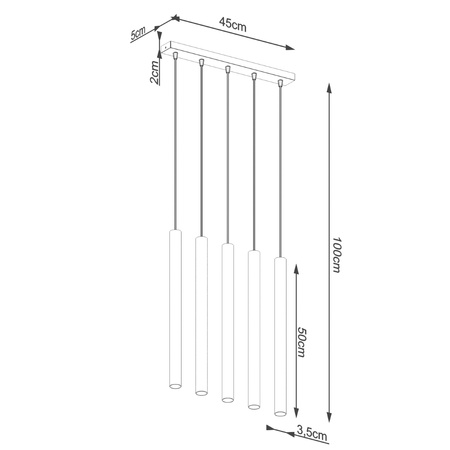 Lampa wisząca tuba beton PASTELO 5L Sollux SL.1274