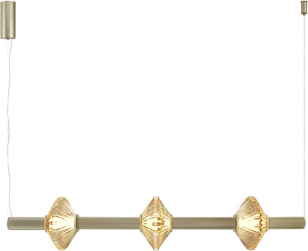 Lampa wisząca złota ryflowana pozioma tuba ze szklanymi kloszami Padre Gold 18W LED Milagro ML2799