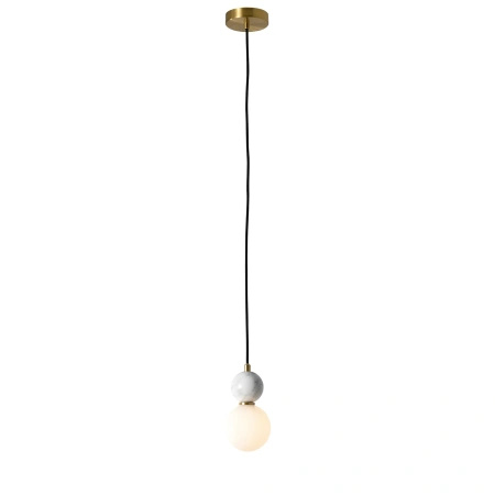 Lampa wisząca Bilo II 1xG9 biały szklany klosz z ozdobną marmurową kulą PL0137 Yaskr