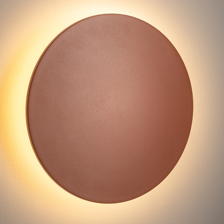 Okrągły płaski kinkiet w kolorze terakota podświetlający elewacje 30cm IP65 ARIA LED XL Nowodvorski 11574