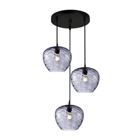 Lampa wisząca trzyzwisowa szklane klosze 3xE27 Bresco Italux PND-3033-3A-BK-SG