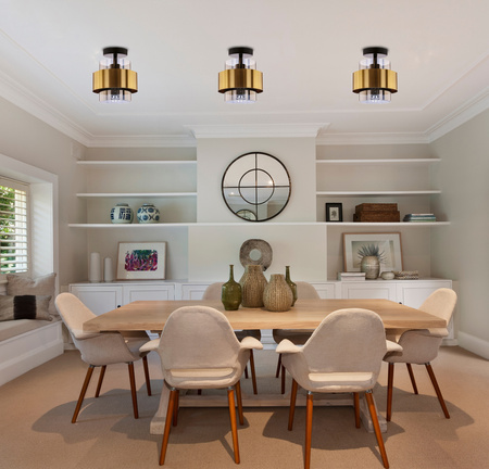 Spiega lampa sufitowa czarny+mosiężny 1x60w e27 klosz dymiony Candellux 31-09487