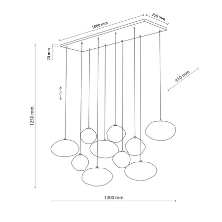 Lampa wisząca dziesięć zwisających nieregularnych kloszy NEBIA NEW BROWN 10XG9 Tk Lighting 11793