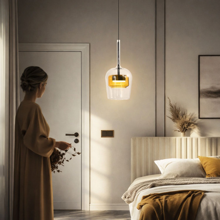 Lampa wisząca pojedyńcza z podwójnym kloszem bezbarwnym i żółtym GLAXI 1xGX53 Candellux Studio 31-50366