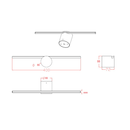 Kinkiet Modern Slim 40 cm czarny LED 3000K Light Prestige LP-777/1W M BK