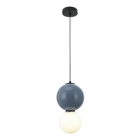 Lampa wisząca niebieska kula z ceramiki wraz ze szklanym kloszem LED 3000K Pieve Italux PND-95221-1M-BLU