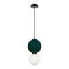Lampa wisząca zielona kula ceramiczna 18cm wraz ze szklanym białym kloszem LED 3000K Pieve Italux PND-95221-1M-GRN