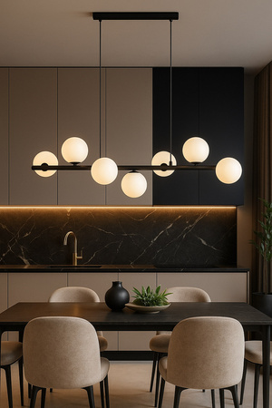 Czarna lampa wisząca z kloszami-kulkami do salonu FILO Kaja Lighting K-5852