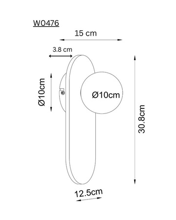 Owalny kinkiet z ciemnego drewna z kulą szklaną Maxlight W0476 Point