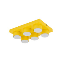 Prostokątny żólty plafon sufitowy sześciopunktowy BRIX YELLOW 6XGX53 Tk Lighting 11291