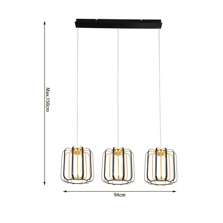 Lampa wisząca potrójna prosta z trzystopniowym ściemniaczem typu "klik" Xara Aviano Lighting 7210-0310