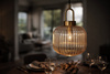 Lampa wisząca z ozdobnym ryflowanym kloszem ARIA Kaja Lighting K-5896
